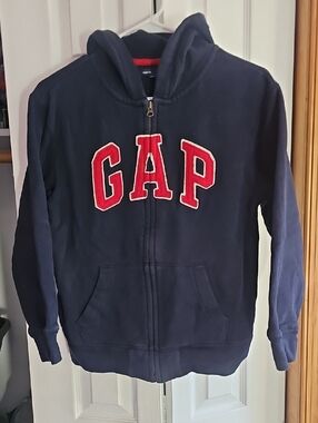 GAP Navy Full-Zip Hoodie with Red Lettering